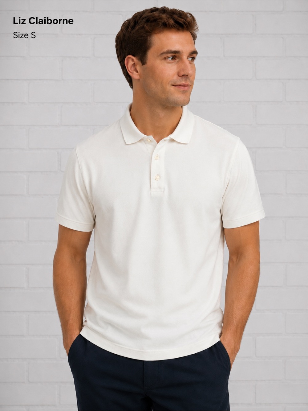 Liz Claiborne White Polo Shirt Size S Classic Short Sleeve Top